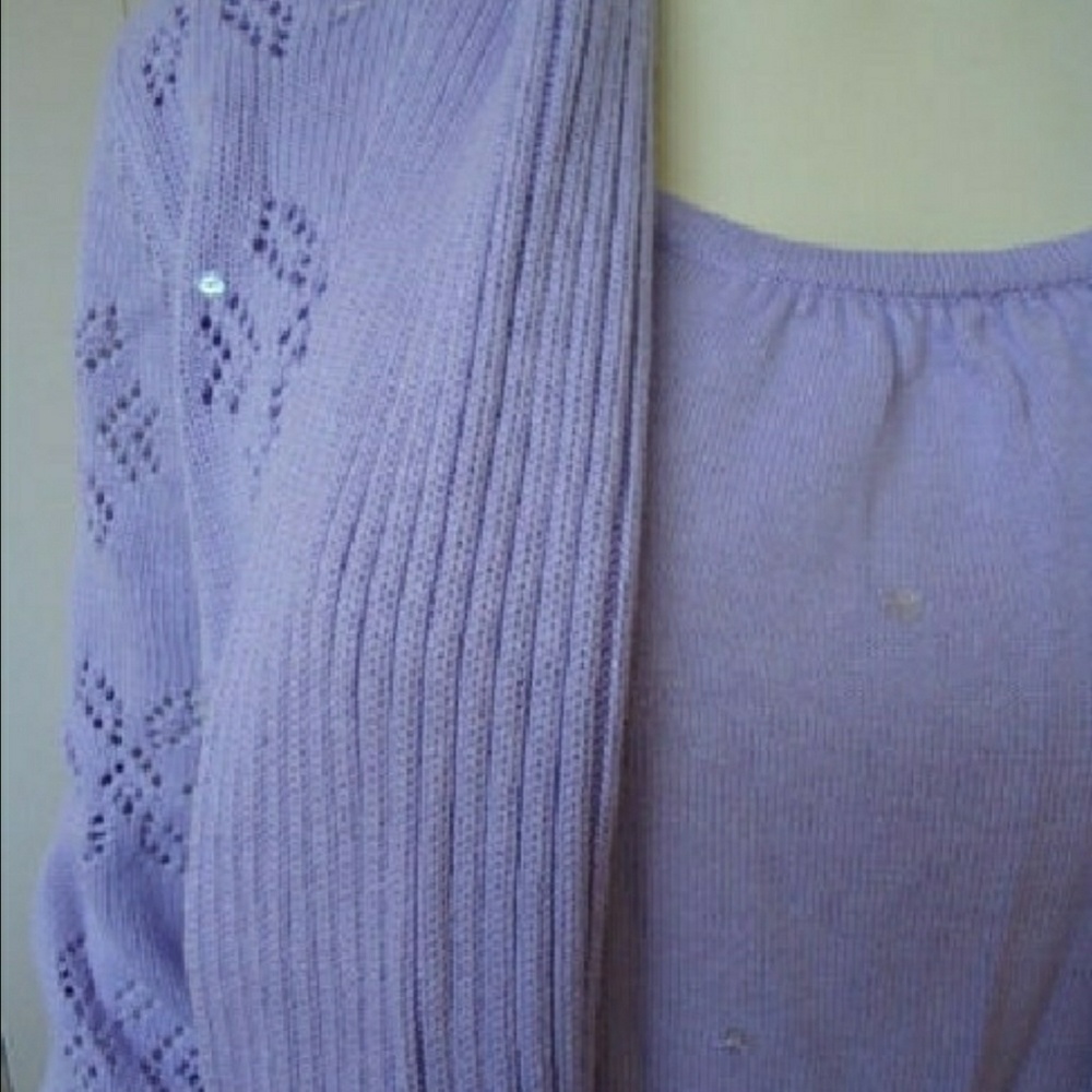 Lilac Cardigan With Attached Shell, 3X by Quaker